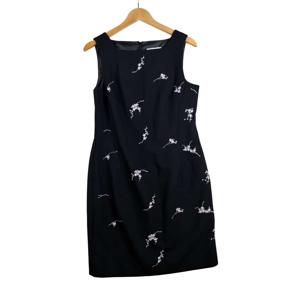 Dressbarn Embroidered Sleeveless Vintage Dress size 12‎ Black/White